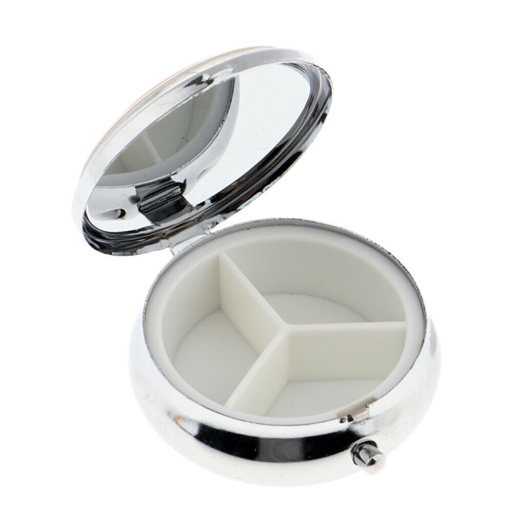 3 Slots Round Pill Organizer Storage Box Makeup Blush Case Medicine Planner