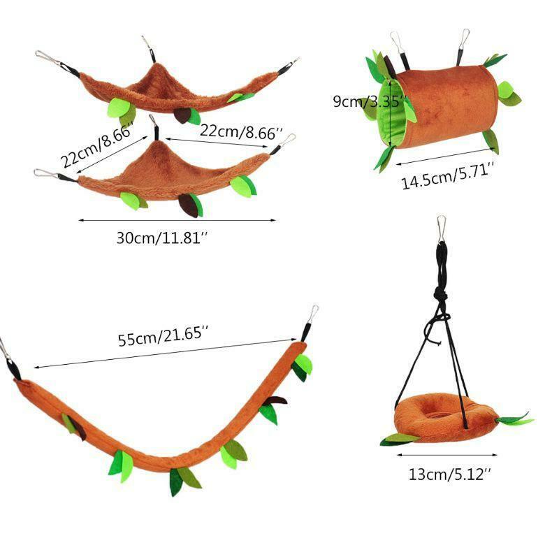 5Pcs Cute Small Pet Cage Sugar Glider Hamster Squirrel Swing Bed Nest Hammock