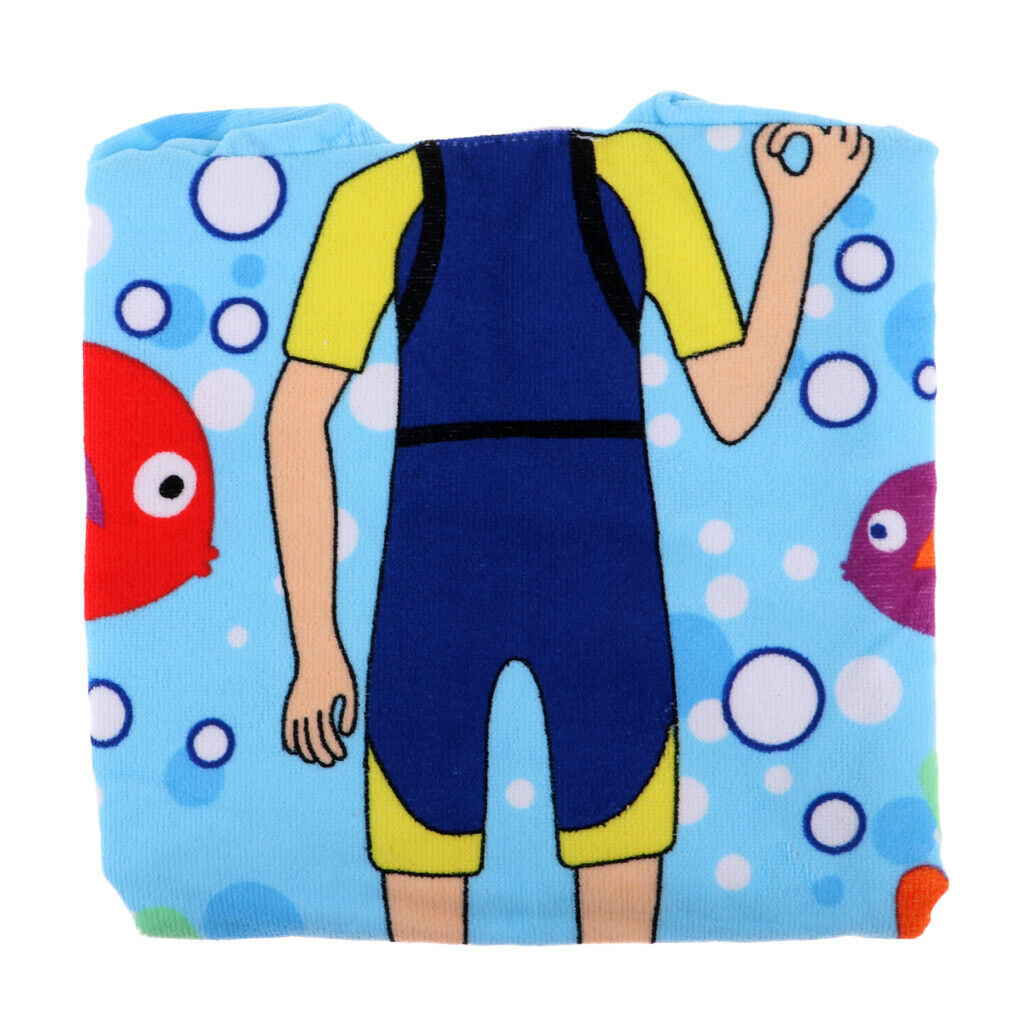 Kids Surf Beach Hooded Poncho Changing Robe Pool Bath Towel Diver