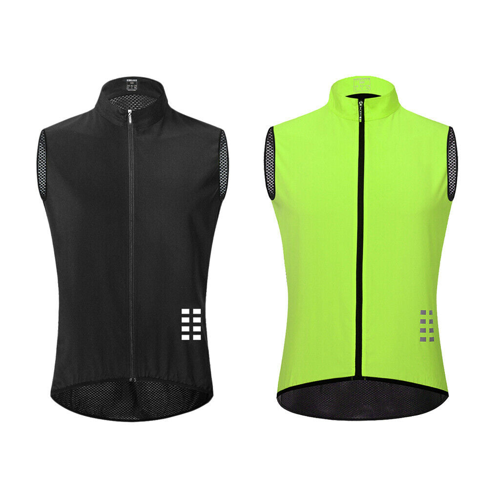 Set of 2 Cycling Sleeveless Vest Waistcoat Cyclists Sportswear M-Black+Green