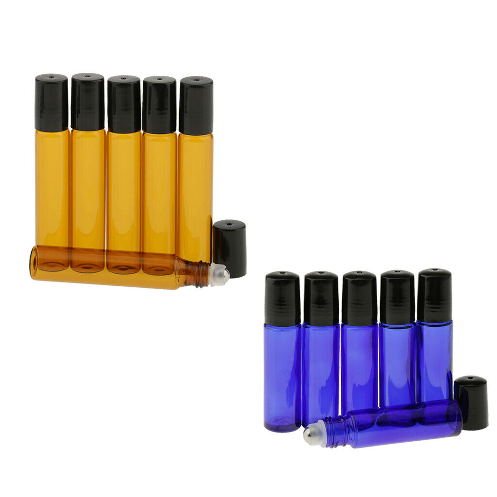 12 Pieces 10ml Refillable Empty Glass Roll On Bottles for Essential Perfume