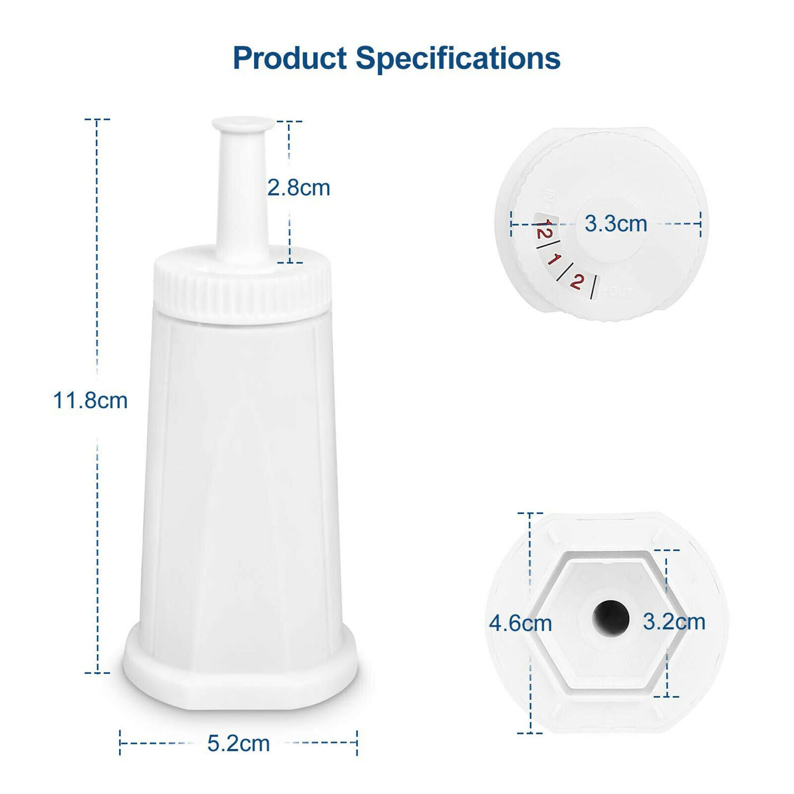 Set of 2 Coffee Machine Water Filters Replace Accessory Accessories White