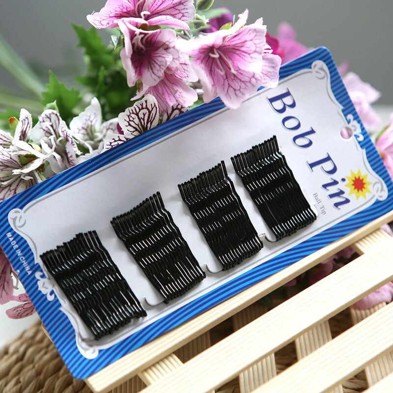 Convenient 56Pcs Black Hair Clips Flat Top Bobby Pins Grips Salon Barrett.l8