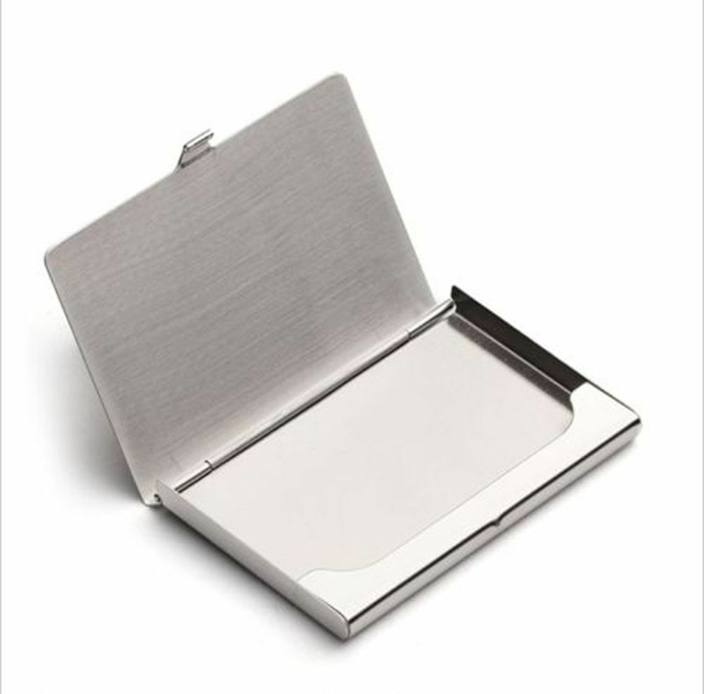 Business Name Credit ID Card Holder Box Cool Stainless Steel Pocket Case