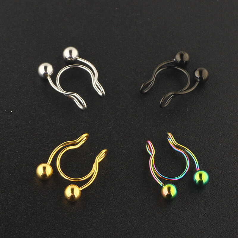 5Pcs 10mm Stainless Steel Nose Clip Nose Rings Non Piercing Body Jewel.l8