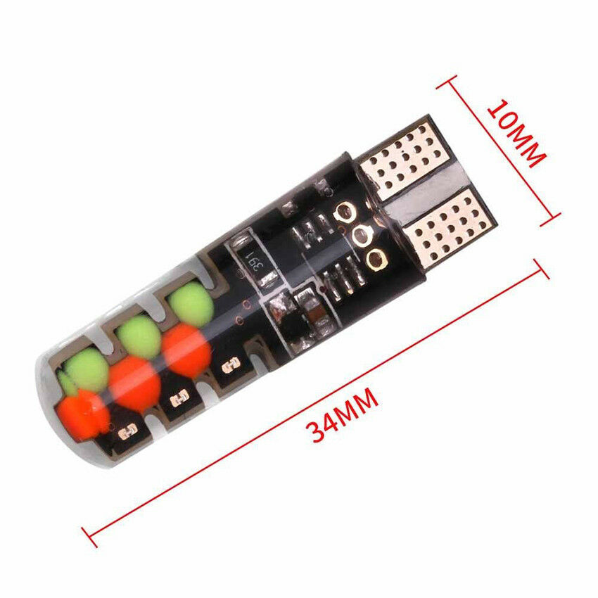 2pcs T10 RGB LED Bulbs 6SMD Remote Controller Flash/Strobe Wedge Light Bulbs