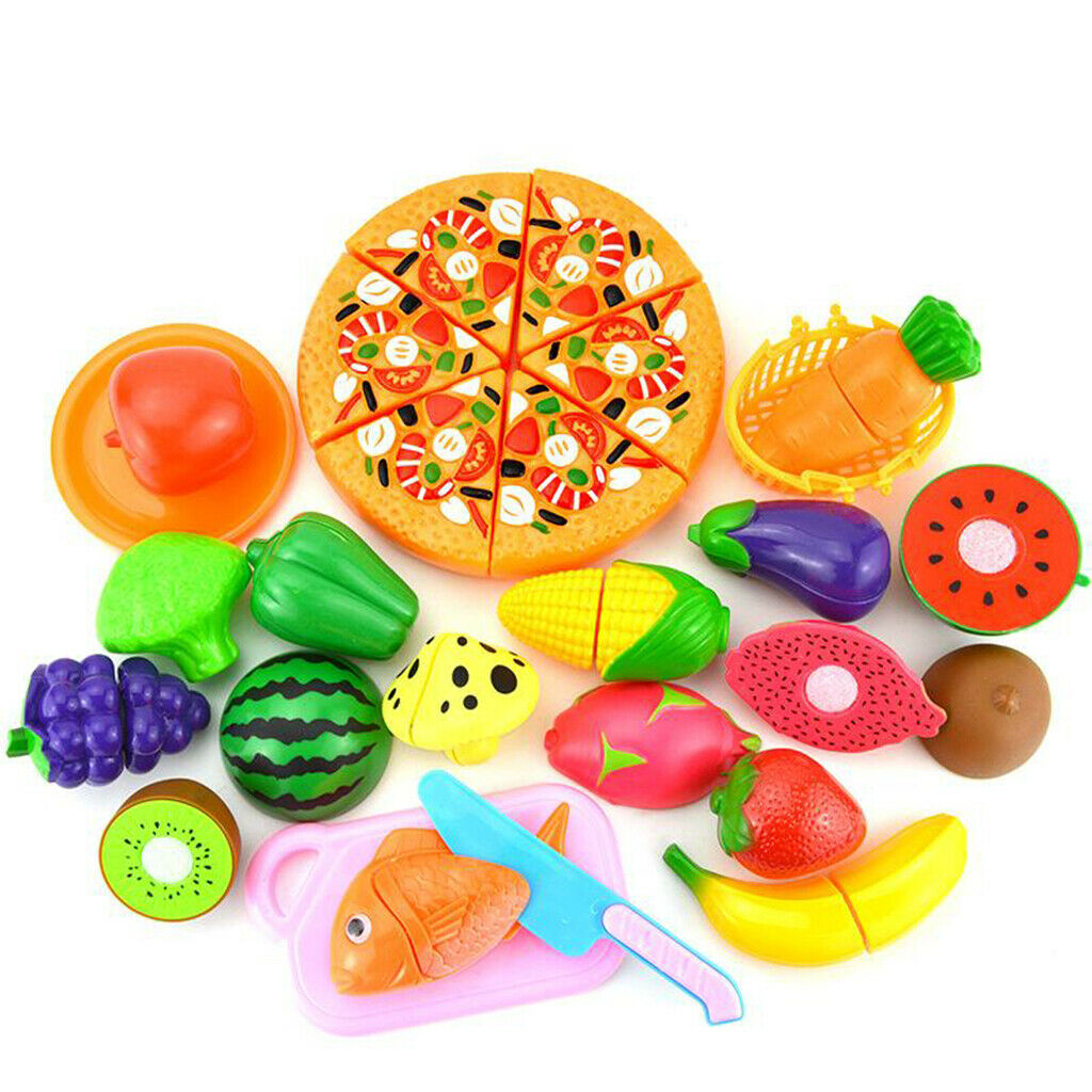 Kitchen Pretend Role Play Cutting Food Toys Set Vegetable Grape Watermelon