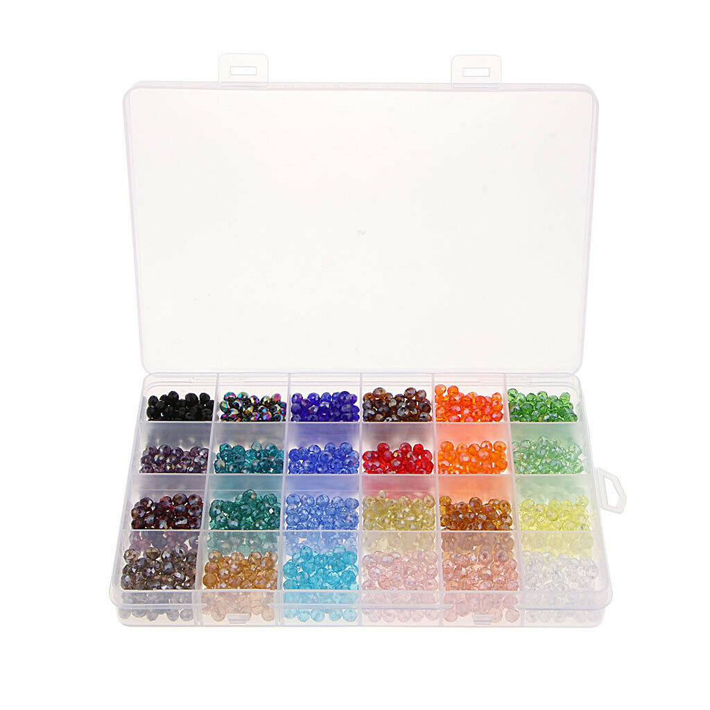 1200PCS/Box Crystal Glass Beads Rondelle Faceted Loose Spacers Beads 6mm Making