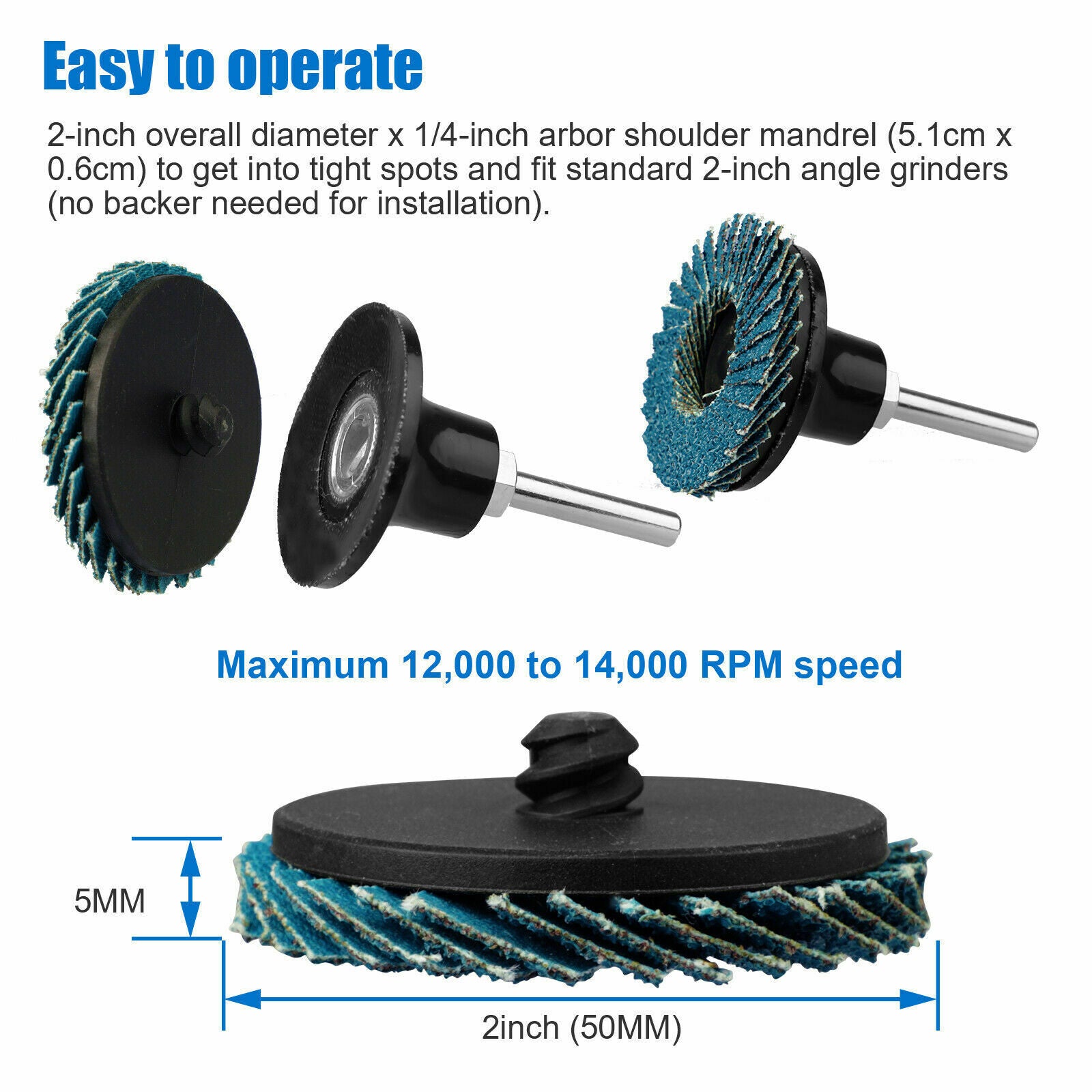 21PCS 2 Inch Sanding Flap Disc Angle Grinding Wheels Set Polishing W/Holder Kit