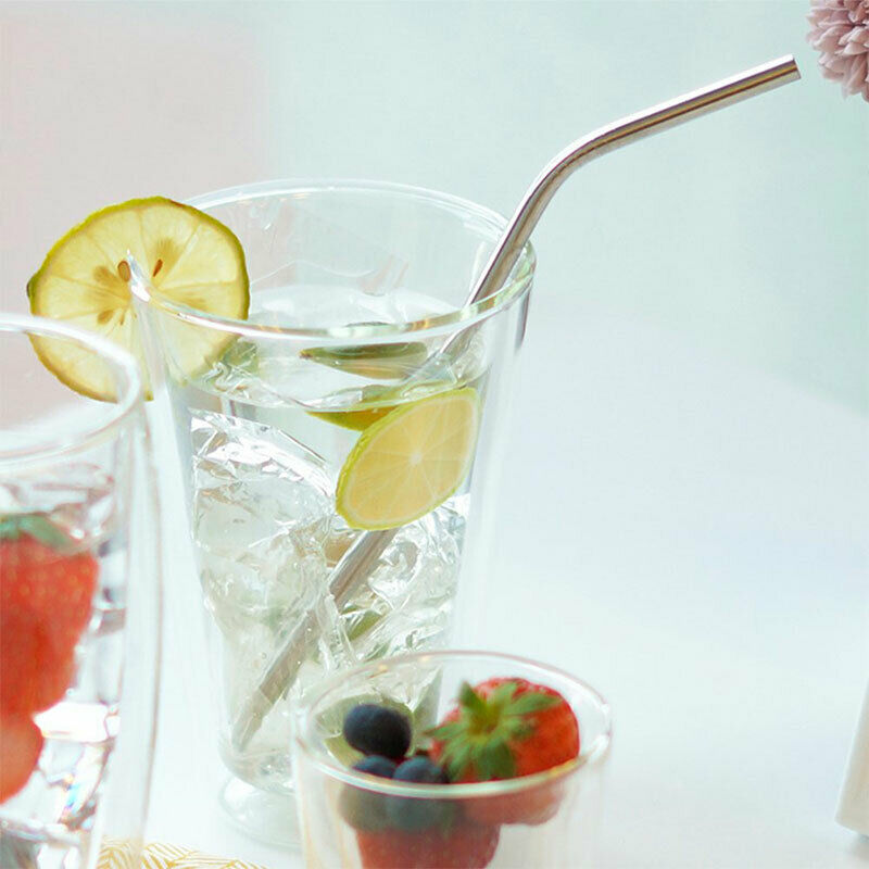 Batch 8 Straws Reusable Stainless Steel Green/Ecological Not Disposable - New