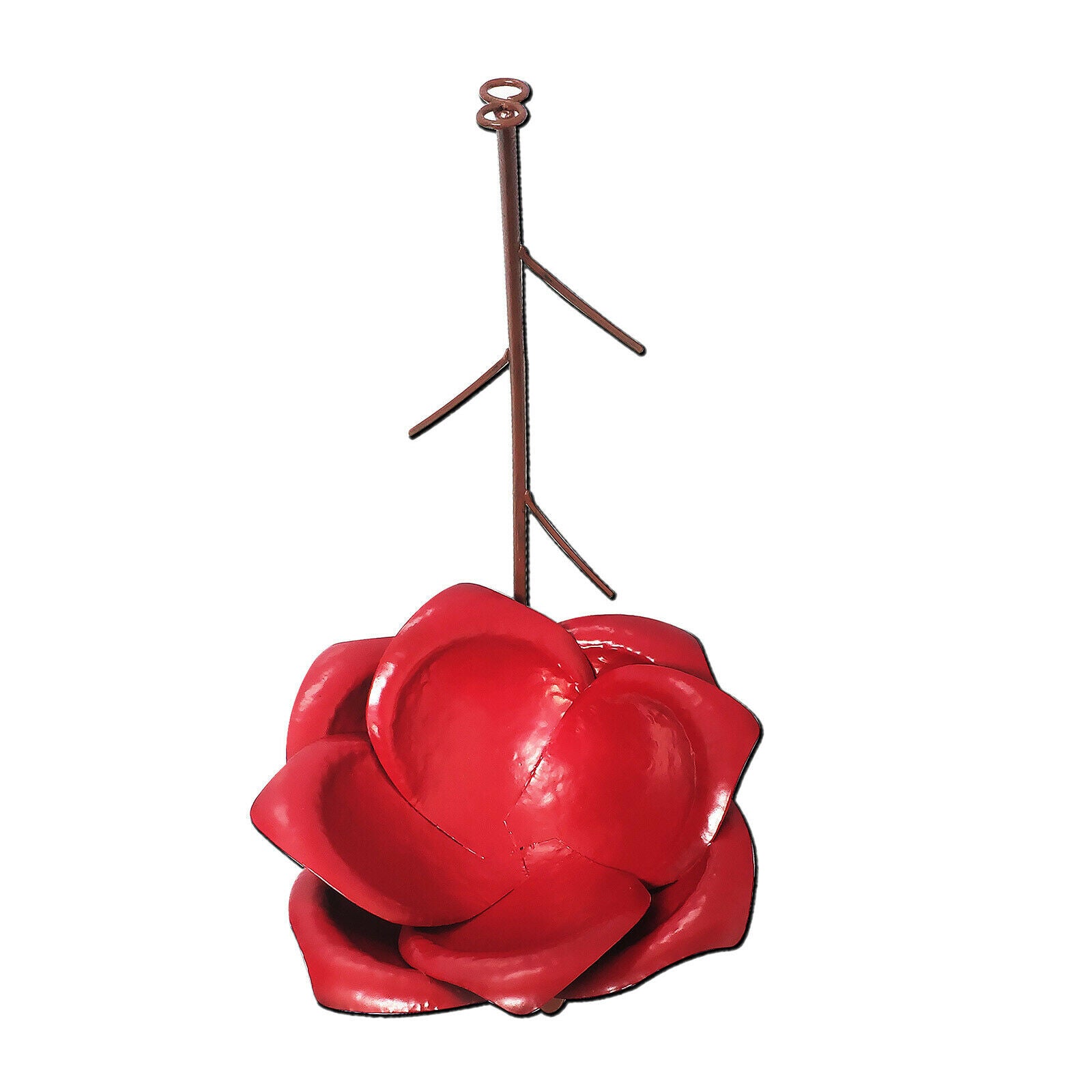 Iron Metal Courtyard Outside Red Lotus Flowers Bird Feeder Easy to Clean