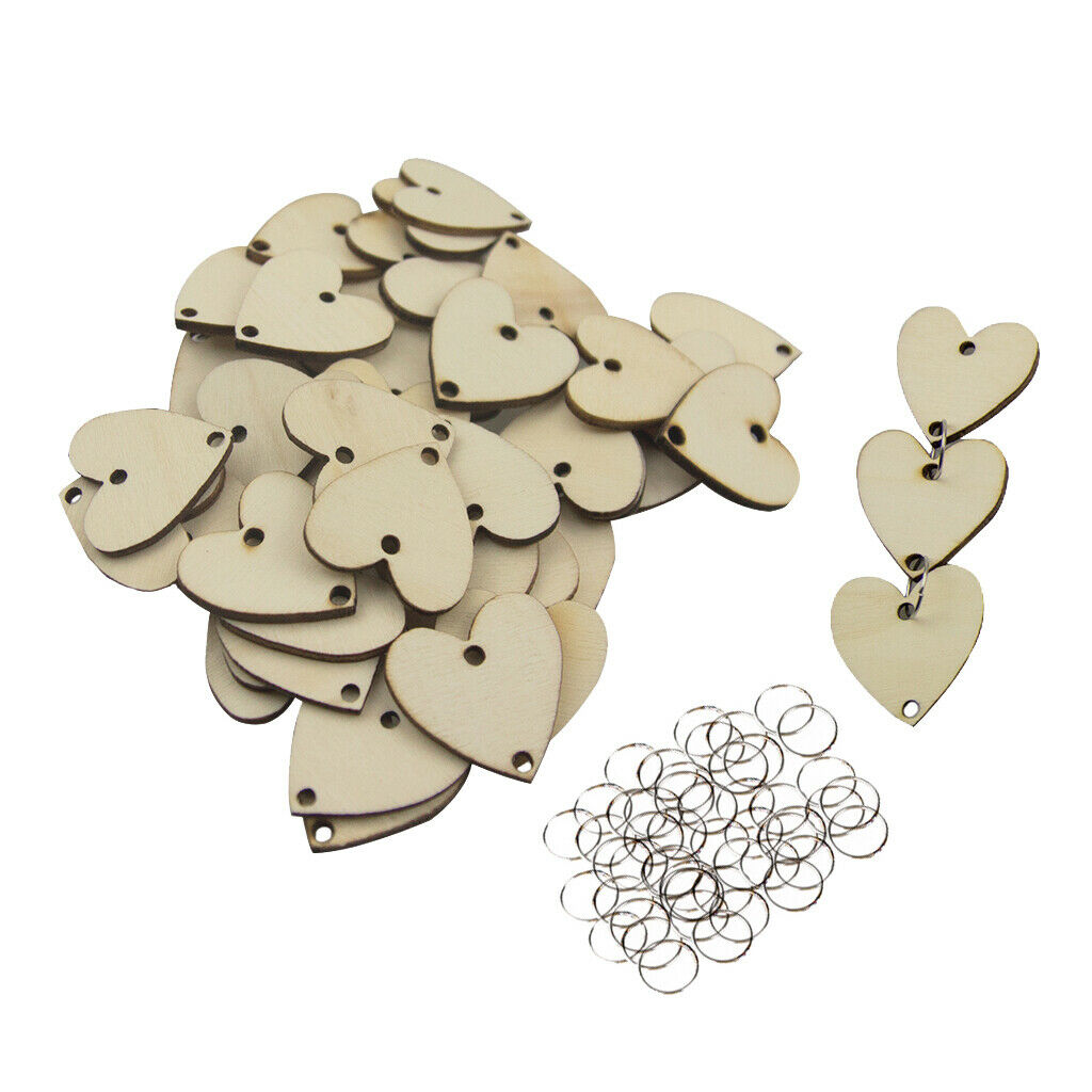 100pcs Heart/Circular Shape Tree Slices Wood Slices Ornament Labels Label With
