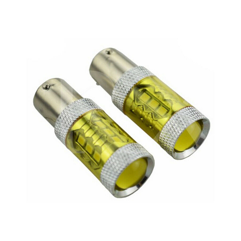 2 Pieces 1156 BA15S 80W Yellow LED Turn Signal Backup Reverse Lamp