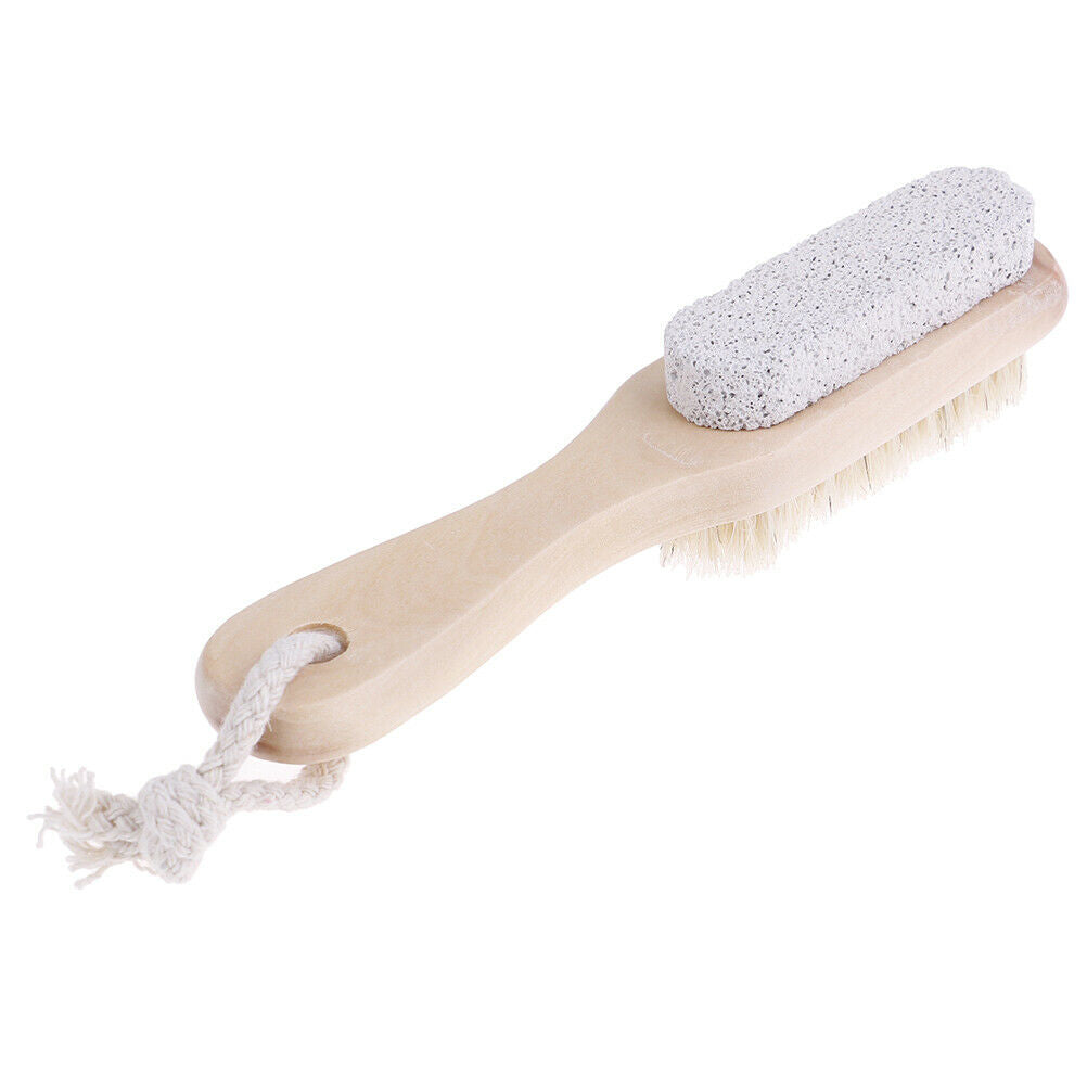 1PCS Foot Care Bristle Scrub Brush Wooden Handle Pumice Stone Remove Dead.l8