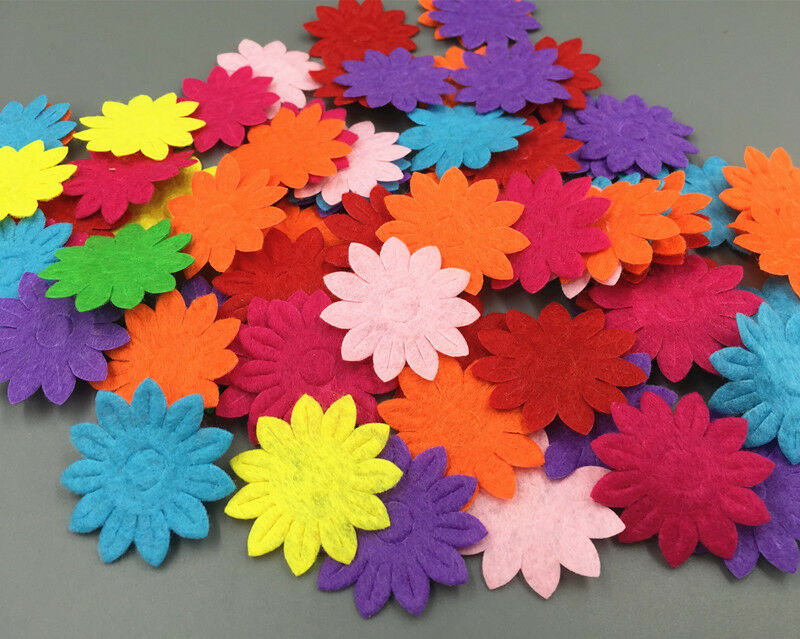DIY 200pcs Felt Flowers Mixed Colors Appliques Craft Cardmaking decoration 33mm