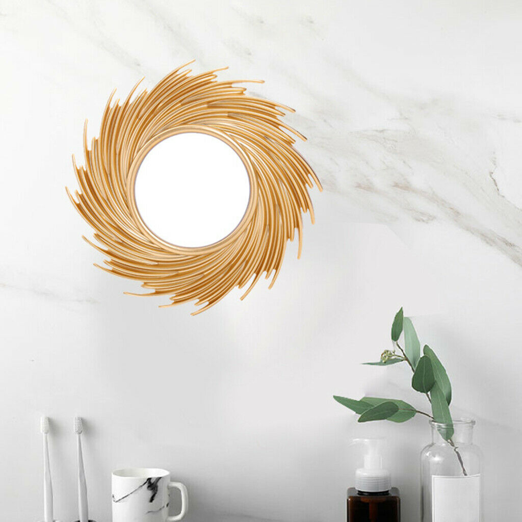European Style Relief Hanging Sun Shaped Mirror Bathroom Living Room Vanity