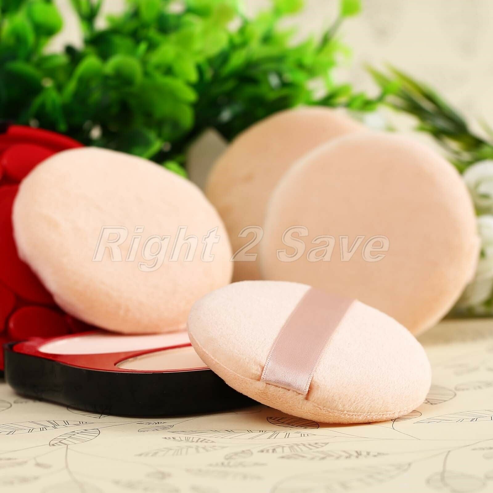 4Pcs Large Cosmetic Powder Polish Face Facial Pad Makeup Beauty Puff by Ribbon