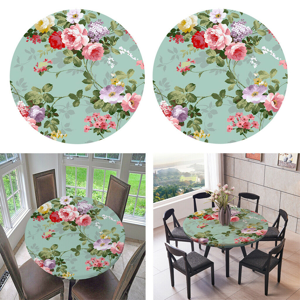 Polyester Table Cover Decoration Tablecloth 1.5m Set of 2 Floral Pattern