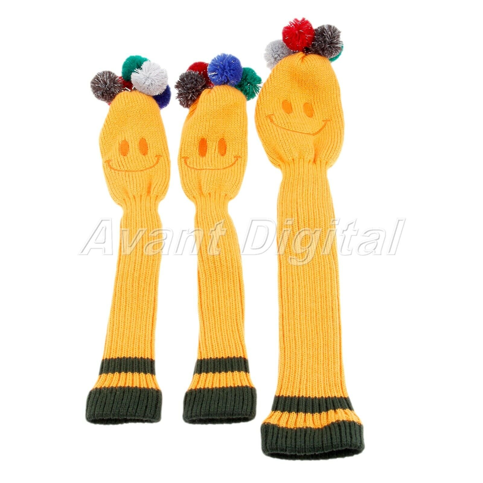 3Pcs/Kit Golf Club Headcovers Knitted Head Covers Protect Scratched Guard Sleeve