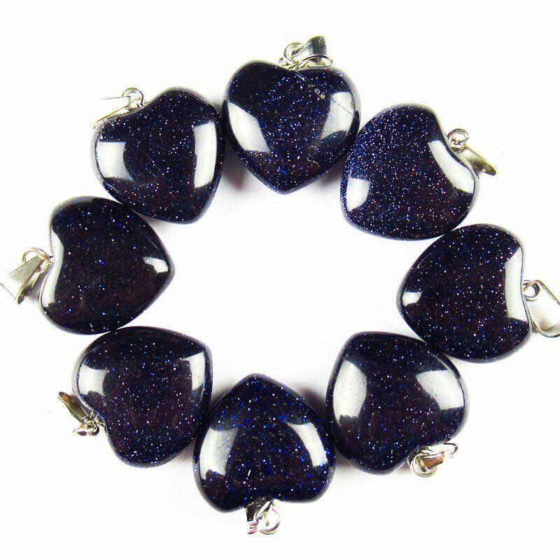 10pcs 26g Blue Sand Stone Heart Pendant Bead 16x16x6mm A-222SK