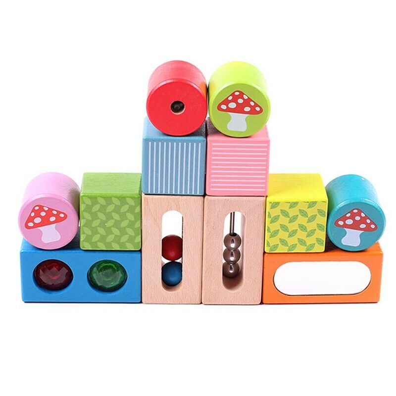 Kids Toys Sound Color Sense Blocks Wooden Enlightening Stacking Blocks ChildZ7U6