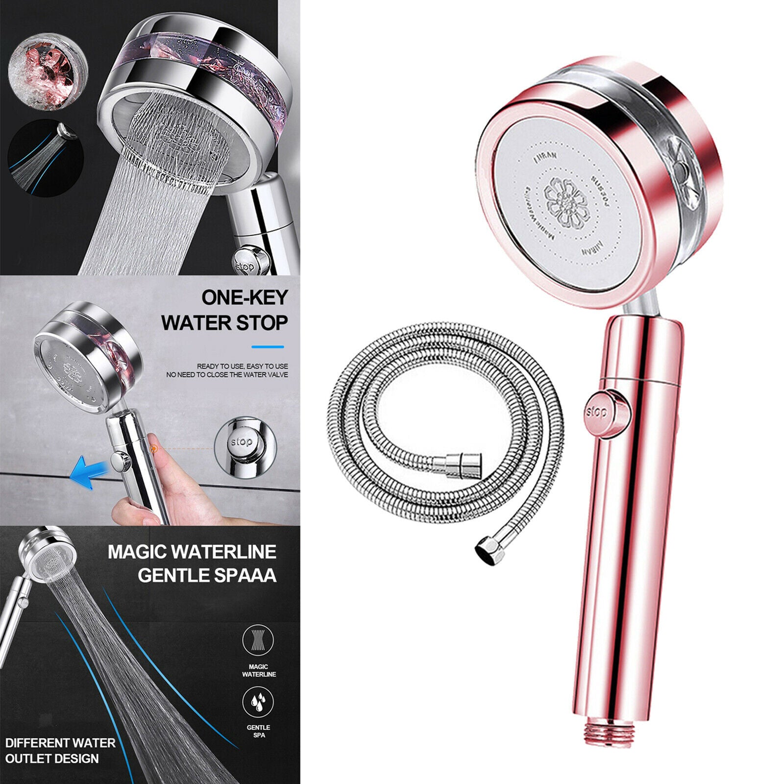 High Pressure Handheld Shower Head for Bathroom Pink