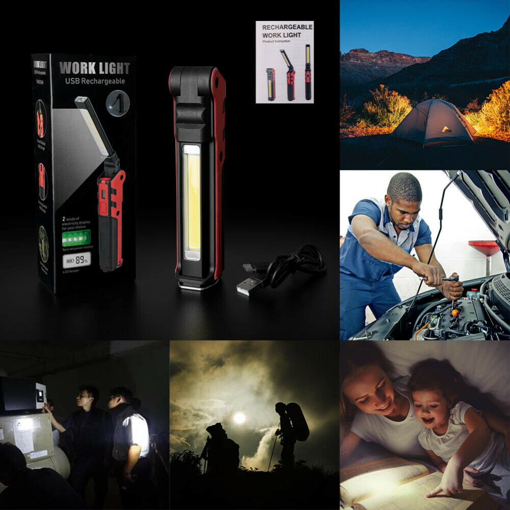 LED COB Work Light Mechanic Work Shop Inspection Lamp Hand Torch Fishing Hiking