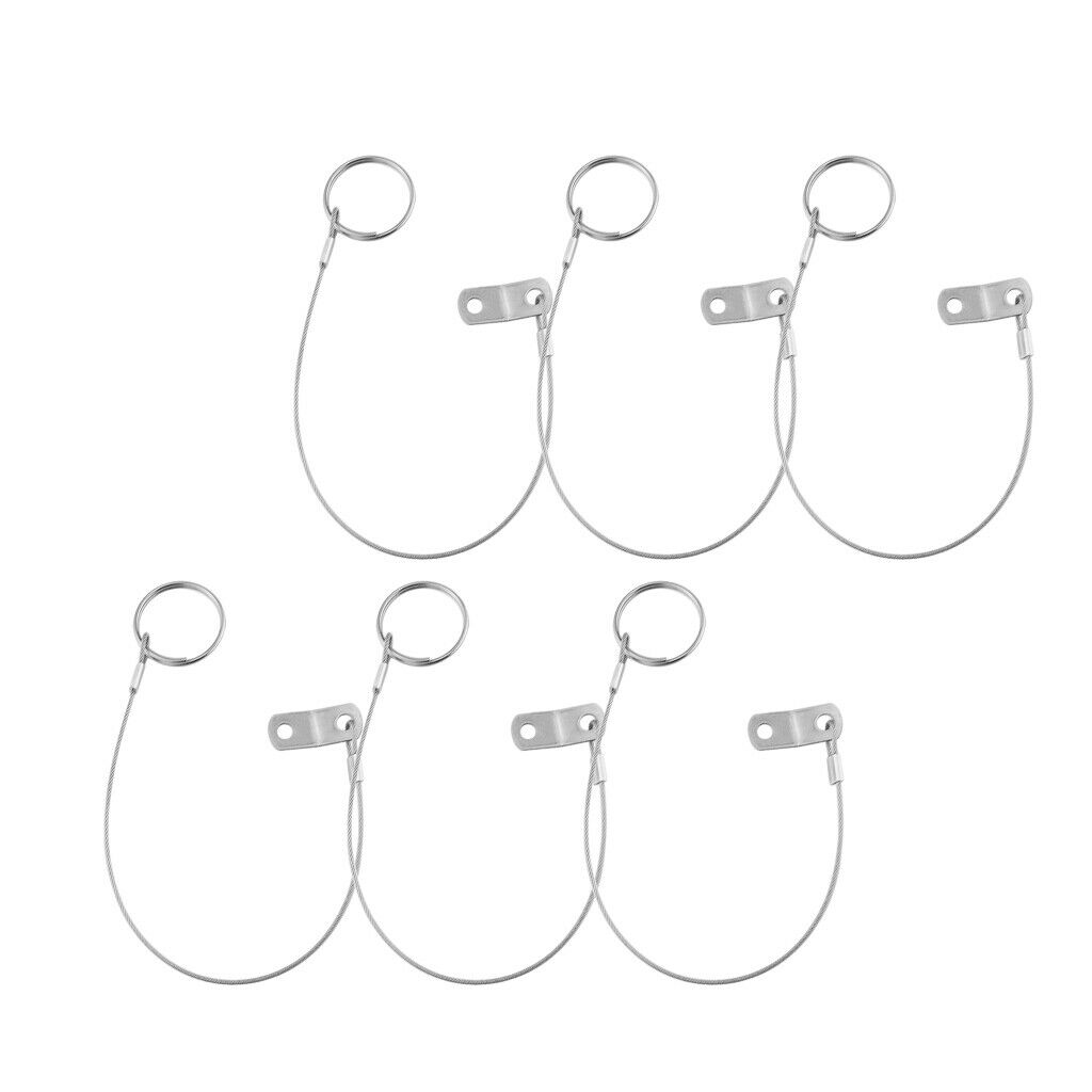 6x Stainless Steel Quick Release Pin Lanyard for Boat Deck Hinge 150mm