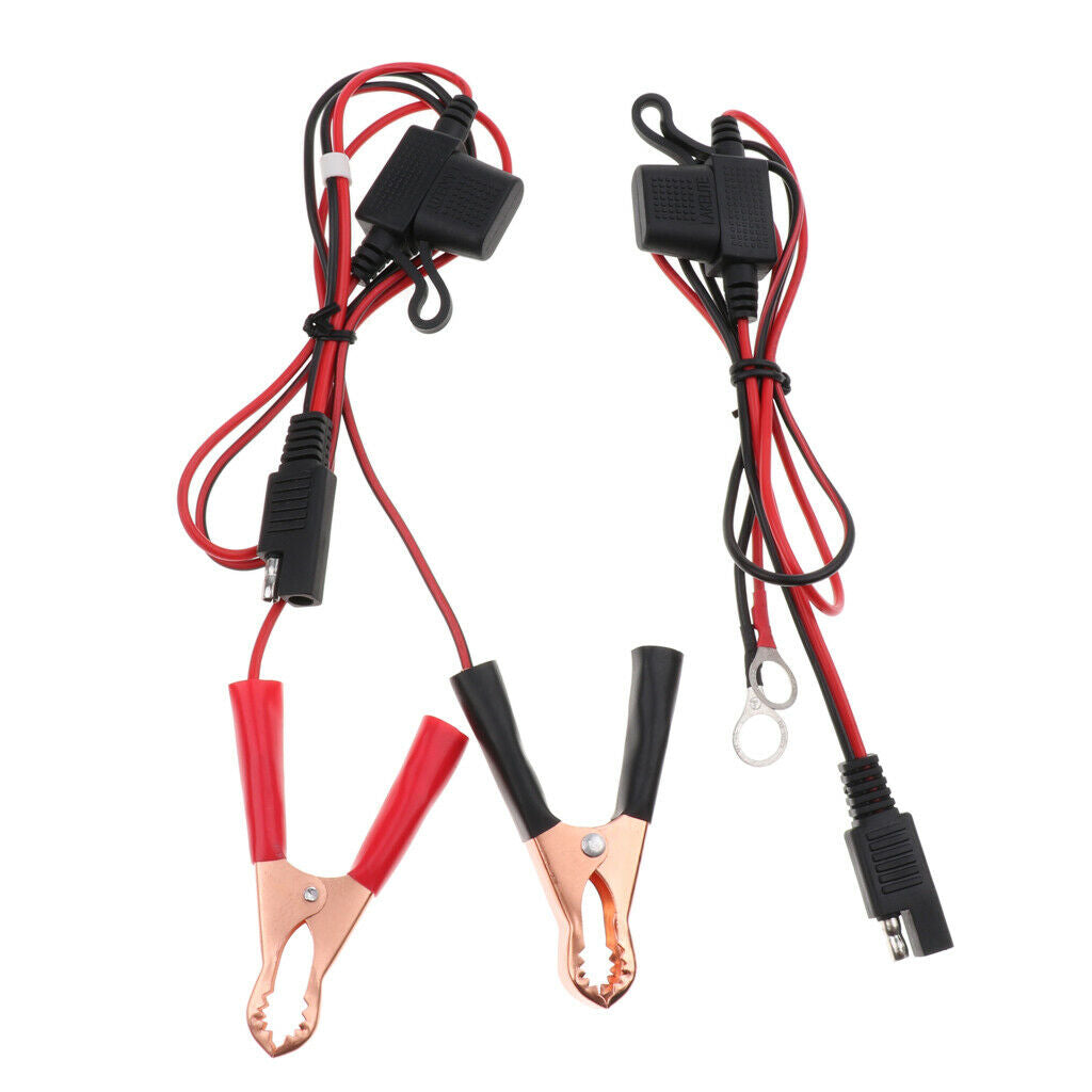 2x Battery Alligator Clip To SAE 16 Gauge 2 Pin Cord Fuse Quick Connectors