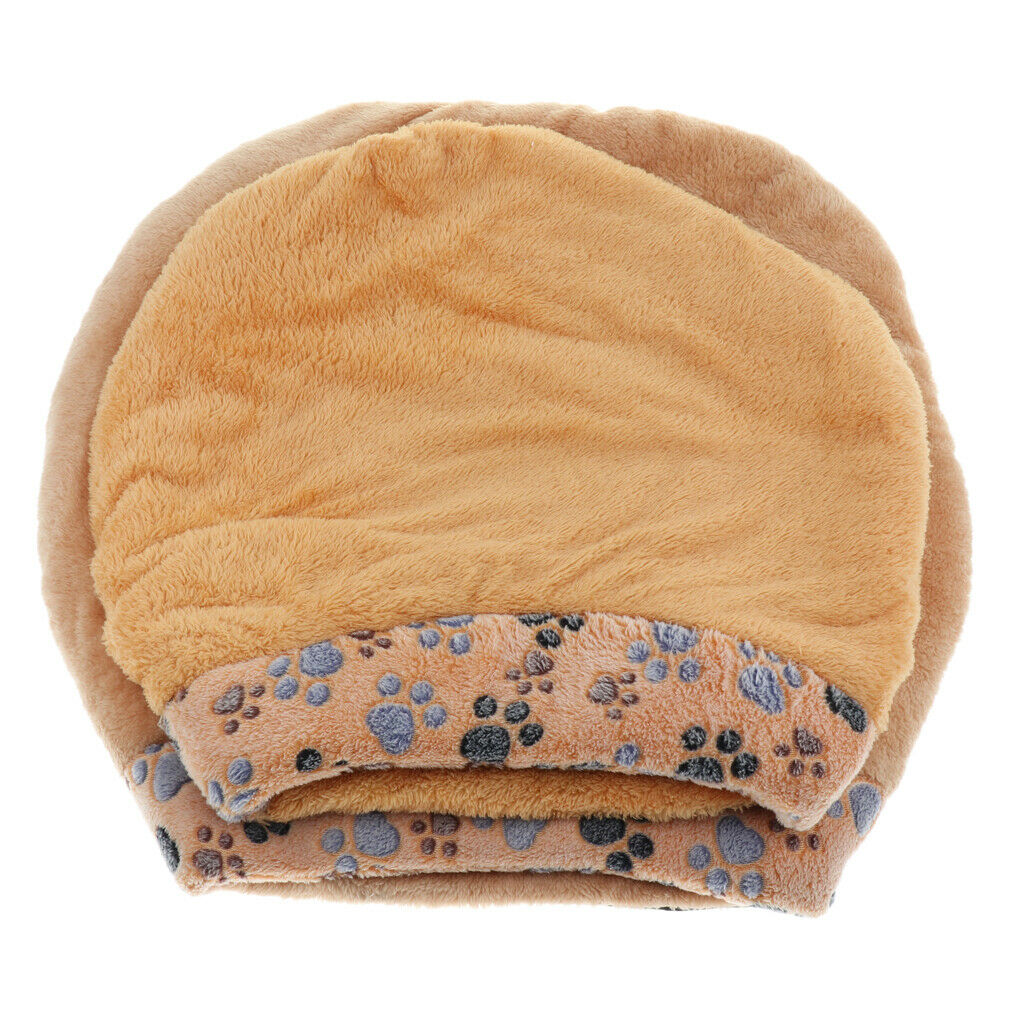 Hamburger Paw Print Cat Sleeping Bag Warm Soft Puppy Cat Bed Cave Brown S