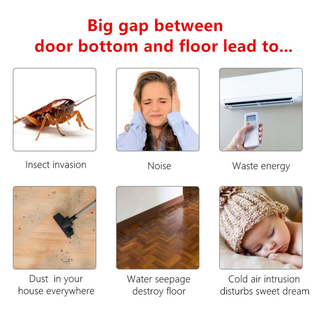Door Bottom Seal Weather Stripping Draft Stopper Rainproof Sound Noise Reducing