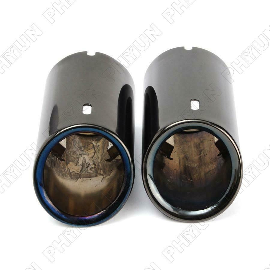 Pair Titanium Black Car Exhaust Pipe Tail Tips For BMW E90 E92 325 328i 3 Series