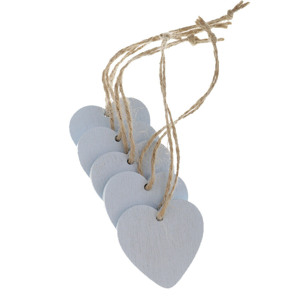 40x Simple Painted Small Wood Heart Message Gift Tags Signs Hanging Crafts Home