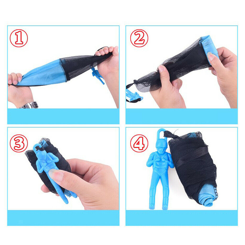5x Kids Children Colorful Hand Throwing Play Parachute Mini Toys Outdoor Fun