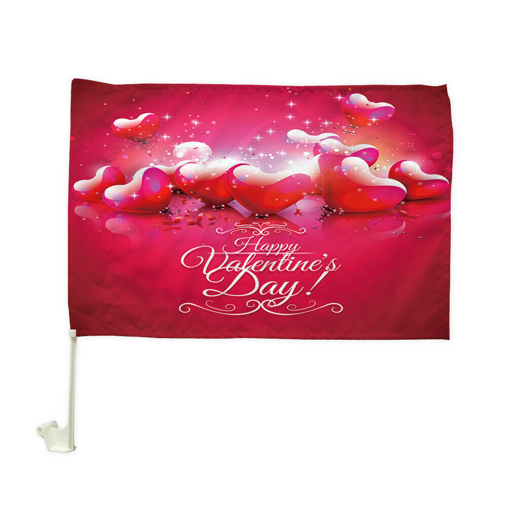 Valentine's Heart Car Flag Car Window Car Culture Auto Flag 12" X 18"