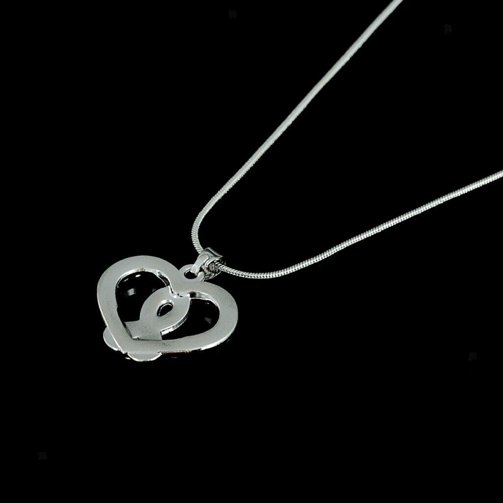 Crystal Rhinestone Heart Ribbon HIV AIDS Awareness Pendant Necklace Jewelry