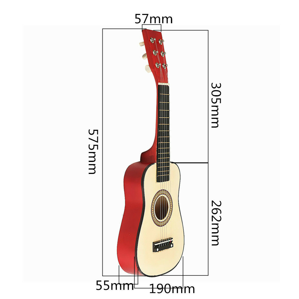 23" Wooden Beginners Practice W/ 6 String Red Acoustic Guitar Children Toys Gift