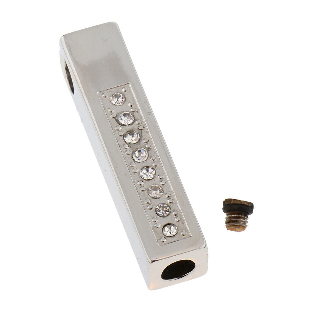Stainless Steel Memorial Urn Pendant Column Crystal Diamond Ashes Keepsake