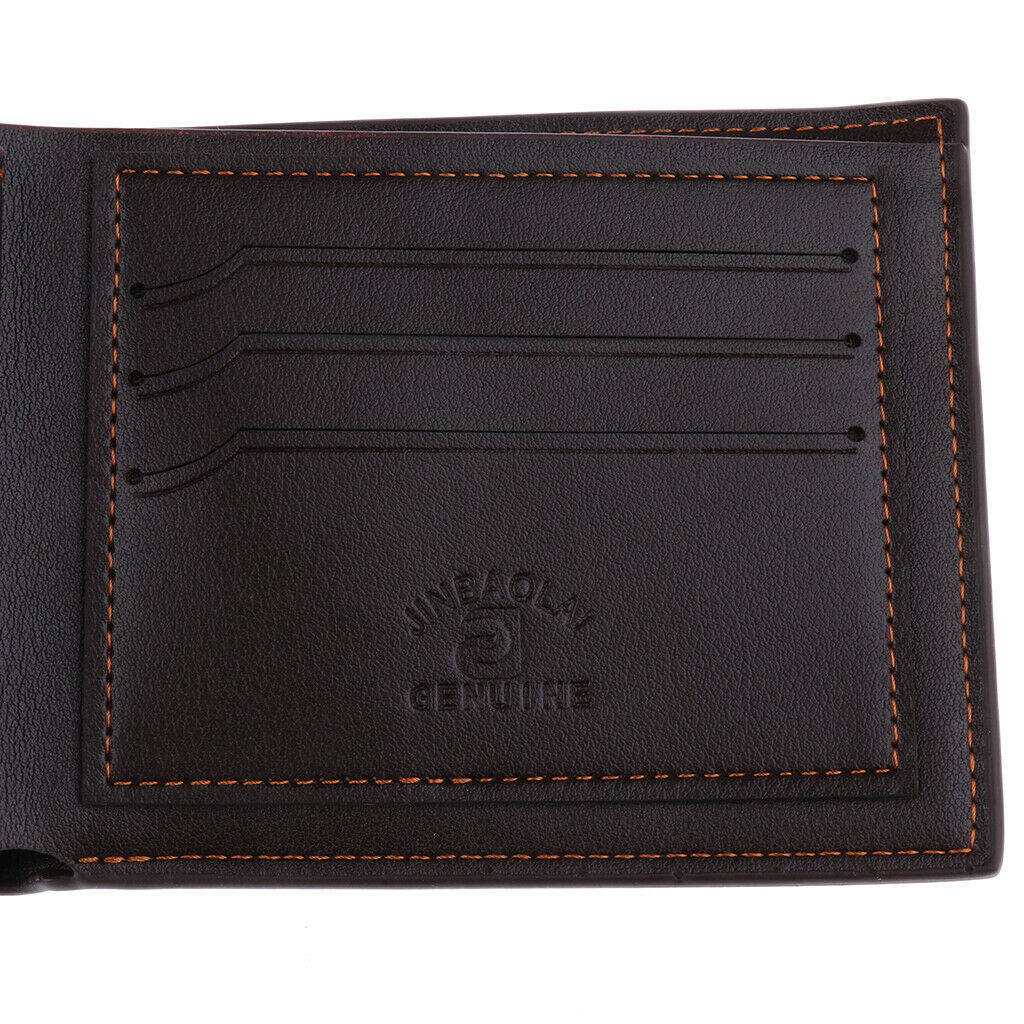 Mens Short Circular PU Leather Cash Card Holder Purse Clutch Wallet Coffee
