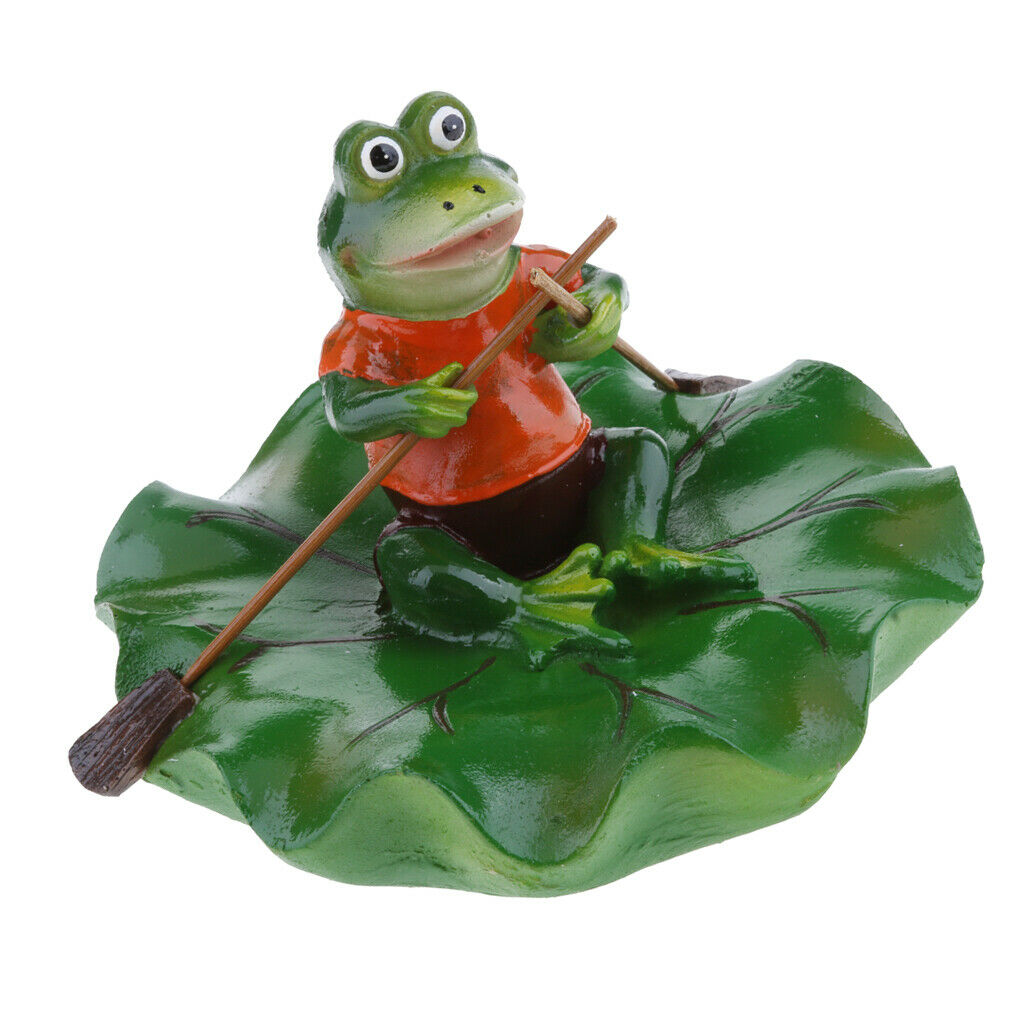 Floating Lotus Leaf and Rowing Frog Animal Ornament Garden Pond Decoration