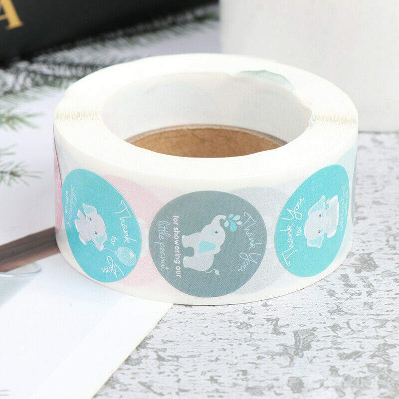 500pcs/roll round elephant thank you stickers scrapbooking for package la.l8