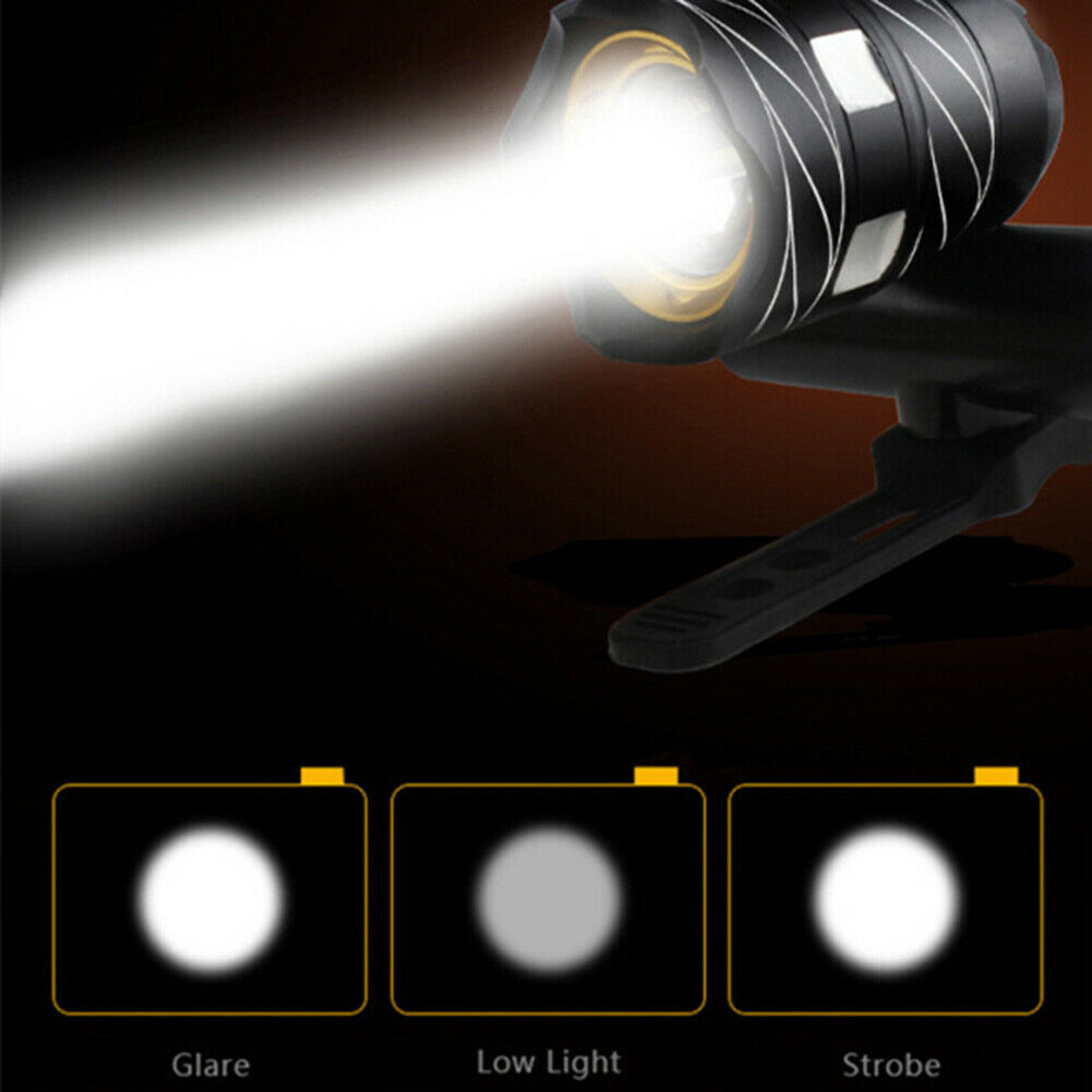 Bike LED Headlight Light Set Waterproof Bicycle Headlight  Modes Zoom Lighting @
