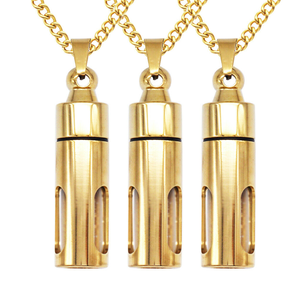 3x Openable Cylinder Tube Necklace Chain Pet Urn Keepsake Memorial Jewelry