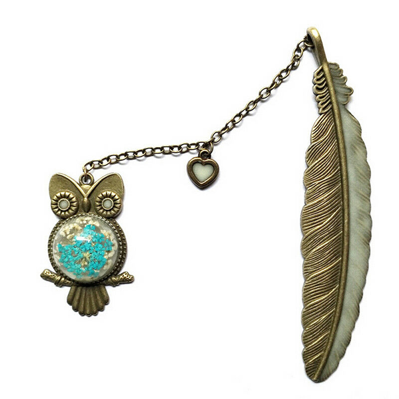 1X Luminous Night Owl Bookmark Labels Read Maker Feather Book Mark Stationery US