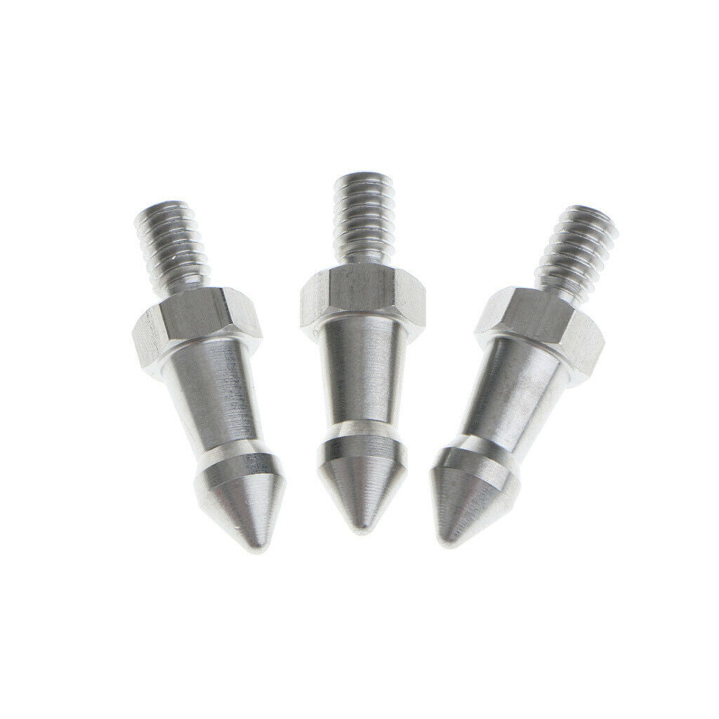 3Pack Metal Foot Spikes 1/4'' Thread for Camera Tripod Monopod - 4cm