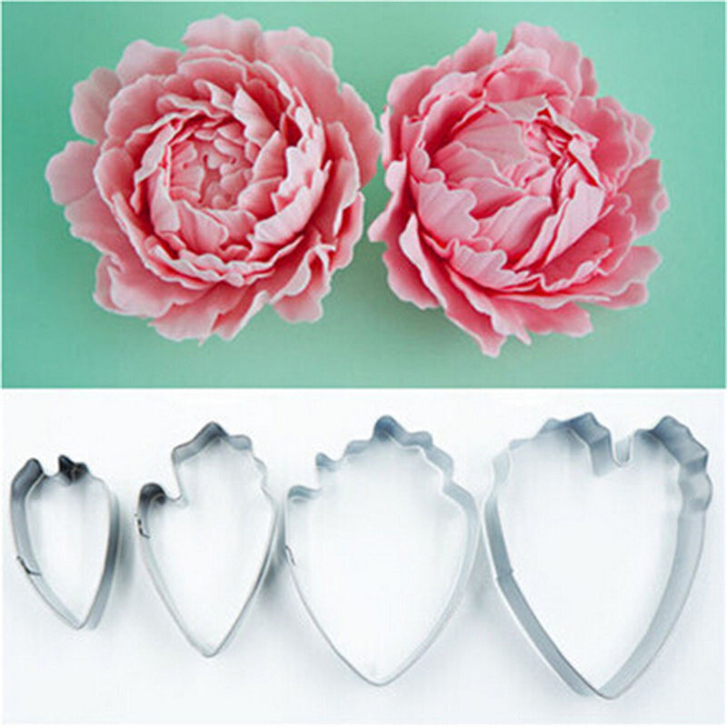 4x Peony Flower Cake Fondant Plunger Cutter Decorating Mold Sugarcraft Bak.l8