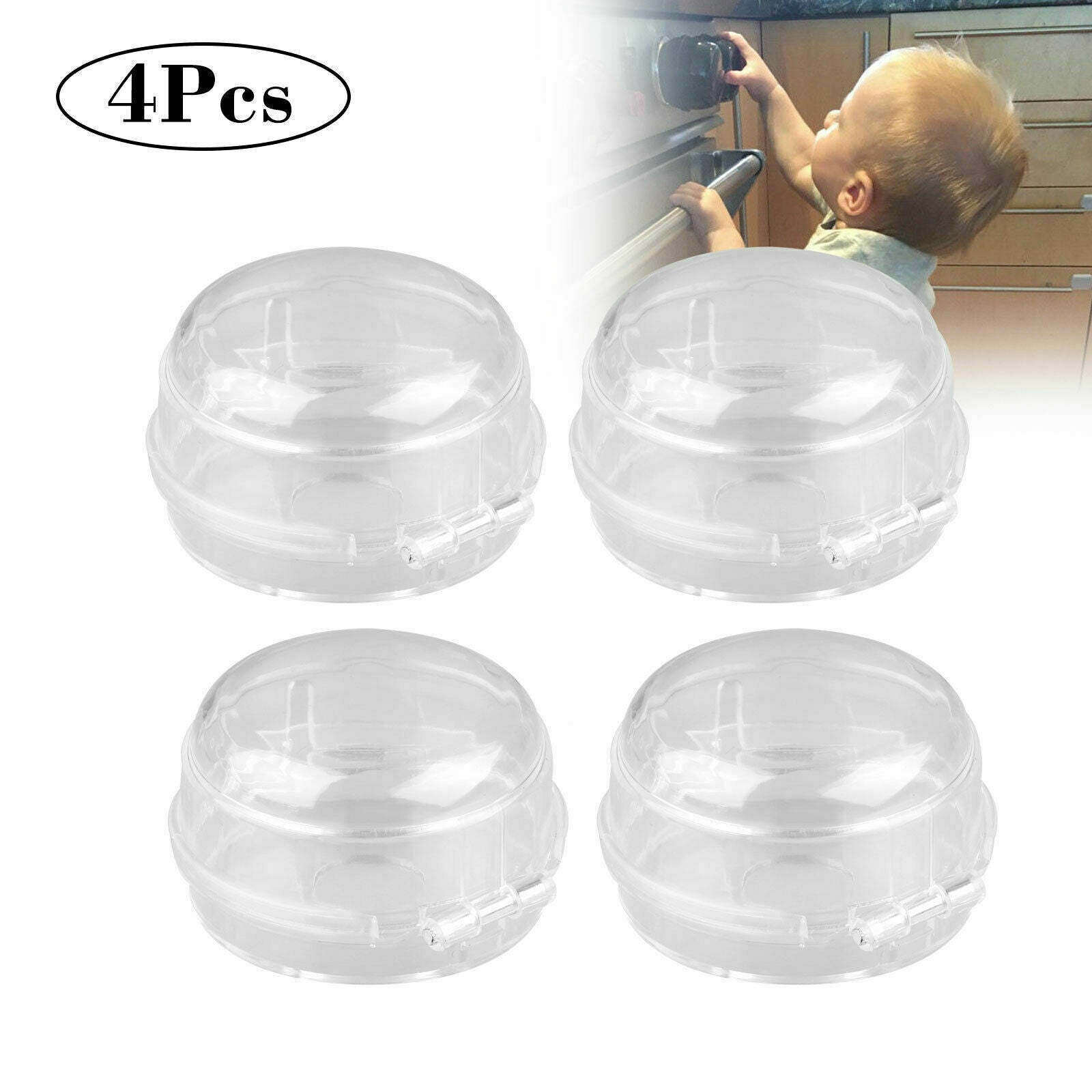 4PcsKitchen Stove Knob Covers Protection Locks Clear Universal for Child Safety