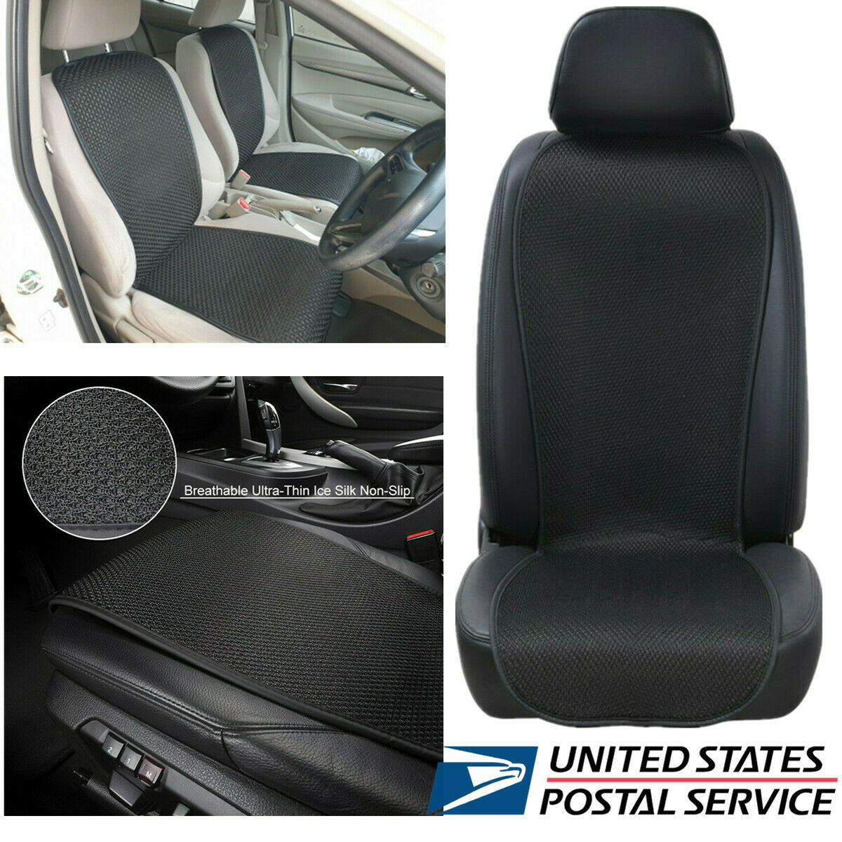 1 Pc Black Ultra-thin Breathable Ice Silk Small Waistline Car Seat Cushion Pad