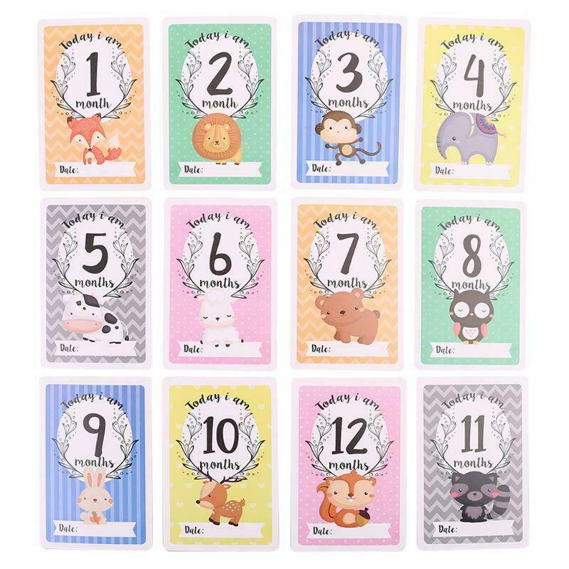 12 Sheet Milestone Photo Sharing Cards Gift Set Baby Age Cards Photography Photo