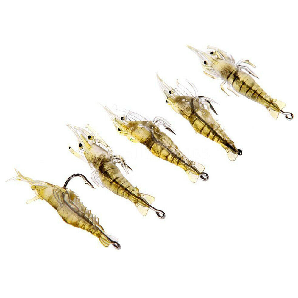6pcs Shrimp Fishing Simulation Soft Prawn Lure Hook Tackle Bait Lures @